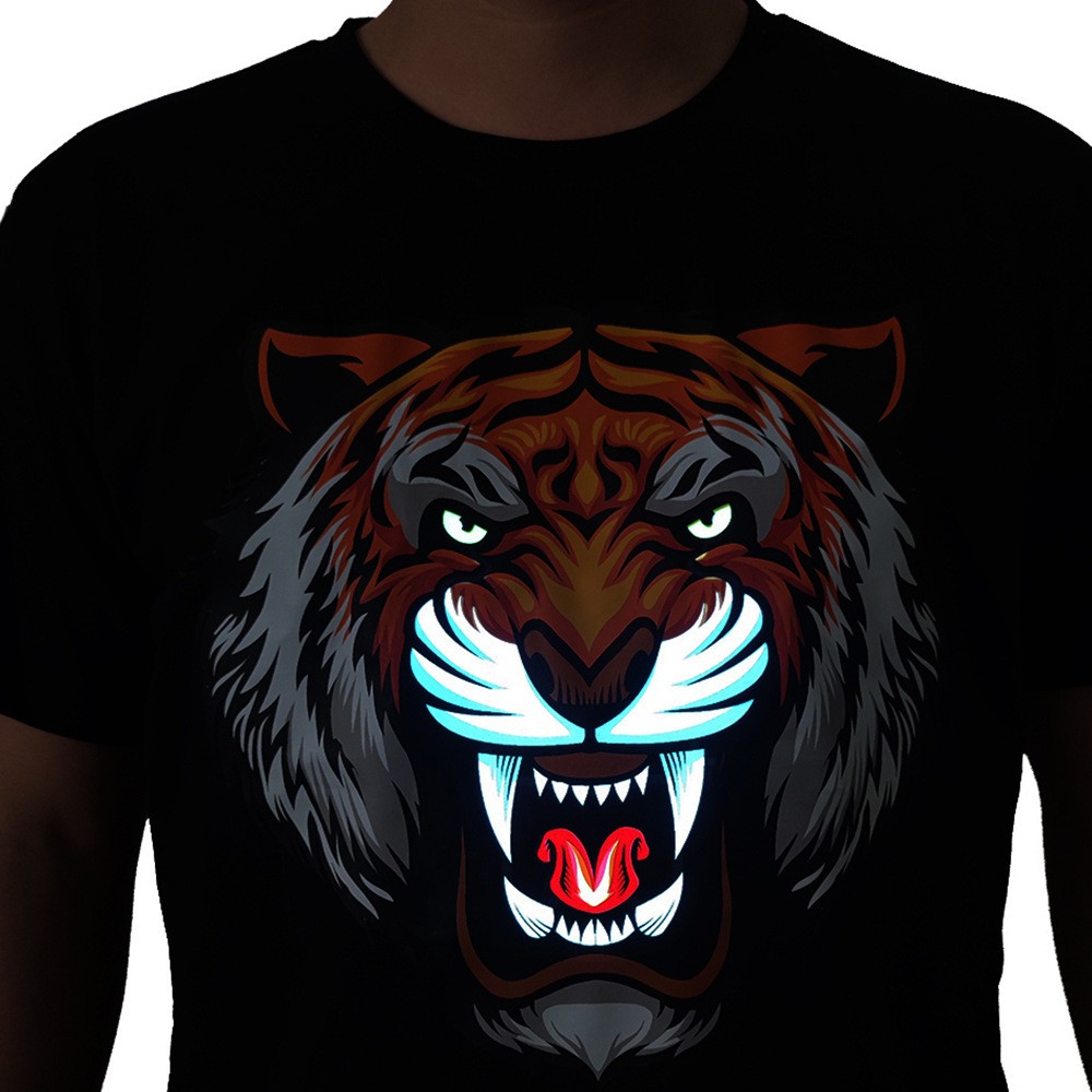 T-shirt tiger led που αναβοσβήνει μπλουζάκι με φωτισμό